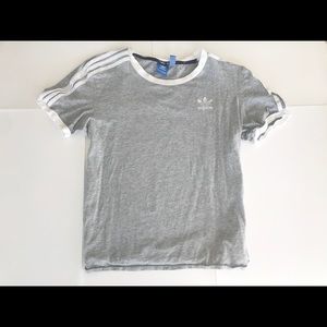 Adidas Originals 3 Stripe T-Shirt Grey
